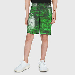 Шорты детские Киберпанк заражение зелёное, цвет: 3D-принт — фото 2