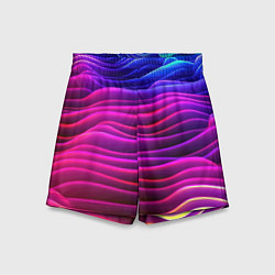 Шорты детские Синие фиолетовые волны, цвет: 3D-принт