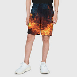 Шорты детские Fire black background, цвет: 3D-принт — фото 2