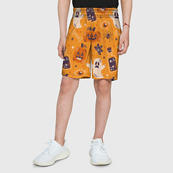 Шорты детские Хэллоуин - тыквы и приведенья, цвет: 3D-принт — фото 2