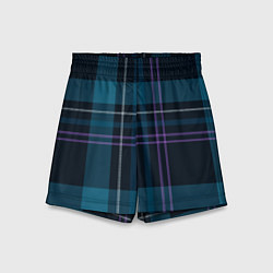 Шорты детские Клетка бирюзово-черная, цвет: 3D-принт