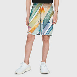 Шорты детские Цветный акварельные мазки - нейросеть, цвет: 3D-принт — фото 2