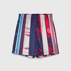 Детские шорты Киберпанк глитч синий и красный