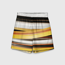 Шорты детские Черные белые желтые полосы, цвет: 3D-принт