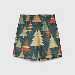 Шорты детские Елки новый год, цвет: 3D-принт