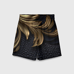Шорты детские Золотые узоры в виде листьев, цвет: 3D-принт
