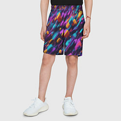 Шорты детские Полёт цветных частиц - нейросеть, цвет: 3D-принт — фото 2