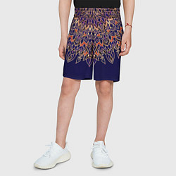 Шорты детские Мандала сине-оранжевый, цвет: 3D-принт — фото 2