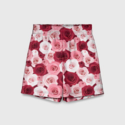Шорты детские Красные и розовые розы, цвет: 3D-принт