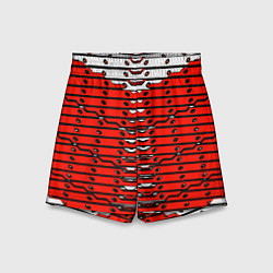 Шорты детские Красно-белая техно броня, цвет: 3D-принт