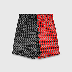 Шорты детские Чёрно-красный паттерн с белой обводкой, цвет: 3D-принт