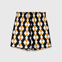 Детские шорты Жёлтые и белые ромбы на чёрном фоне
