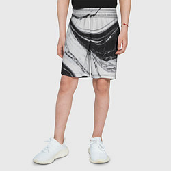 Шорты детские Мрамор черно-белый, цвет: 3D-принт — фото 2