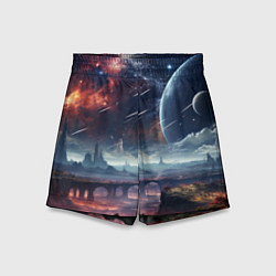 Шорты детские Фантастическая планета внутри космоса, цвет: 3D-принт