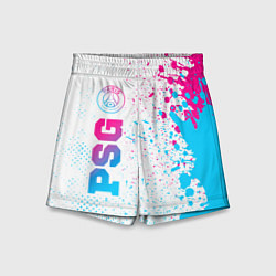 Шорты детские PSG neon gradient style по-вертикали, цвет: 3D-принт