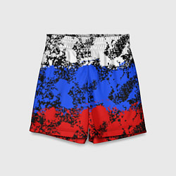 Шорты детские Российский флаг брызги, цвет: 3D-принт