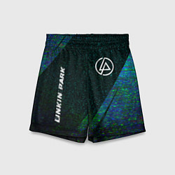 Шорты детские Linkin Park glitch blue, цвет: 3D-принт