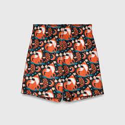 Шорты детские Разноцветный орнамент лисы паттерном, цвет: 3D-принт