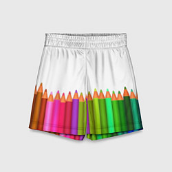 Шорты детские Разноцветные карандаши художественные, цвет: 3D-принт