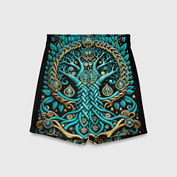 Шорты детские Древо жизни - сакральная славянская символика, цвет: 3D-принт
