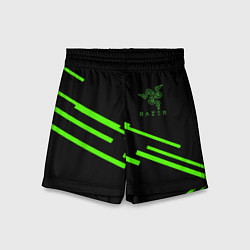 Шорты детские Razer line green, цвет: 3D-принт