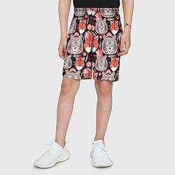 Шорты детские Узор тигр с лисой, цвет: 3D-принт — фото 2