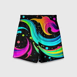 Шорты детские Яркая неоновая абстракция - нейросеть, цвет: 3D-принт