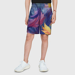 Шорты детские Радужные перья, цвет: 3D-принт — фото 2