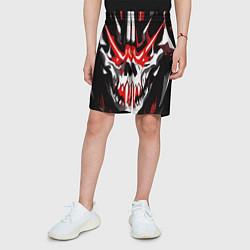 Шорты детские Абстрактный белый череп и красные полосы, цвет: 3D-принт — фото 2