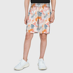 Шорты детские Паттерн узор листьев, цвет: 3D-принт — фото 2