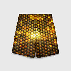 Шорты детские Металлические соты - роскошный блеск золота, цвет: 3D-принт