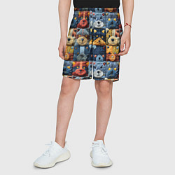 Шорты детские Вязанные еноты на пэчворк, цвет: 3D-принт — фото 2