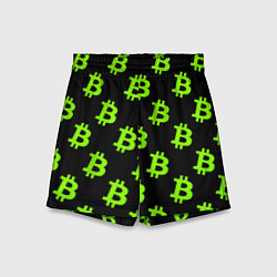 Шорты детские Биткоин кислотные монеты, цвет: 3D-принт