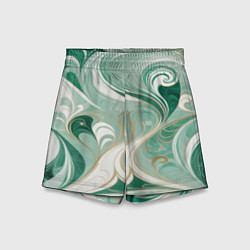 Шорты детские Светло-зеленый узор с завитками, цвет: 3D-принт