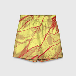 Шорты детские Жёлто-красный абстрактная каменная текстура, цвет: 3D-принт