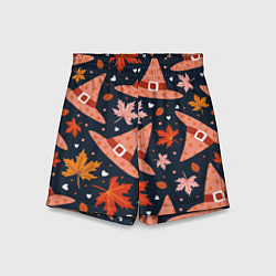 Шорты детские Шляпа в осенних листьях, цвет: 3D-принт