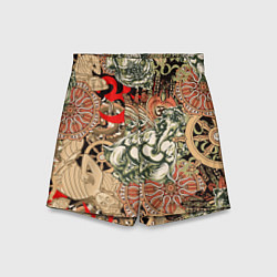 Шорты детские Будда и Ганеша на фоне сансары и мандалы, цвет: 3D-принт