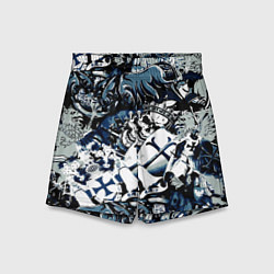 Шорты детские Рыцари средневековья цербер и череп короля, цвет: 3D-принт