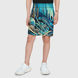 Шорты детские Абстрактный урбанистический пейзаж - нейроарт, цвет: 3D-принт — фото 2