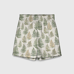 Шорты детские Узор из листьев папоротника, цвет: 3D-принт