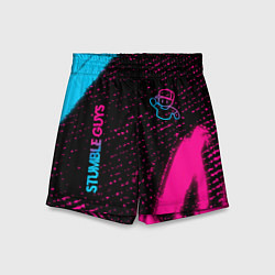 Шорты детские Stumble Guys - neon gradient вертикально, цвет: 3D-принт
