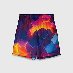 Шорты детские Неоновая геометрическая текстура, цвет: 3D-принт
