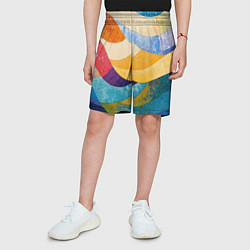 Шорты детские Разноцветная геометрическая мозаика, цвет: 3D-принт — фото 2