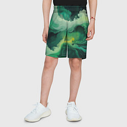 Шорты детские Изумрудные волны, цвет: 3D-принт — фото 2