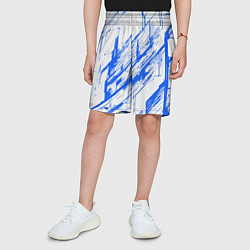 Шорты детские Синие полосы на белом фоне, цвет: 3D-принт — фото 2
