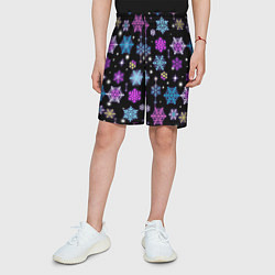 Шорты детские Разноцветные снежинки, цвет: 3D-принт — фото 2