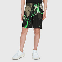 Шорты детские Зелёный разлом в камне, цвет: 3D-принт — фото 2