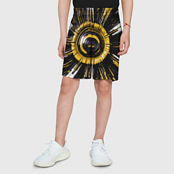 Шорты детские Чёрно-жёлтая сфера киберпанк, цвет: 3D-принт — фото 2