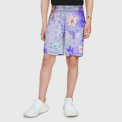 Шорты детские Растения на розовом фоне, цвет: 3D-принт — фото 2