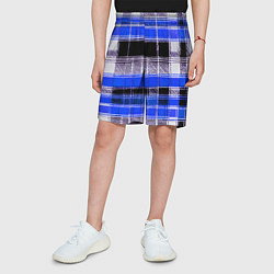 Шорты детские Белые полосы на чёрно-синем фоне, цвет: 3D-принт — фото 2